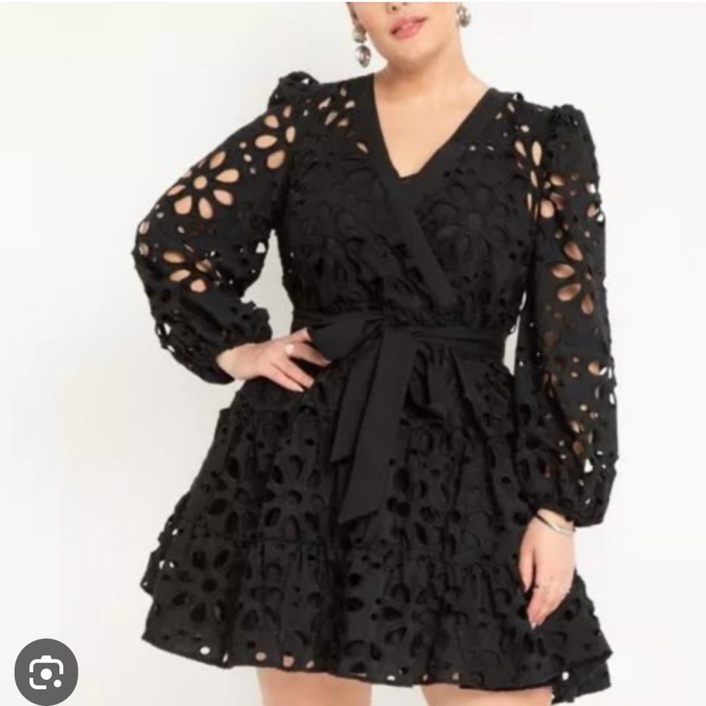 ELOQUII eyelet faux wrap dress. NWT